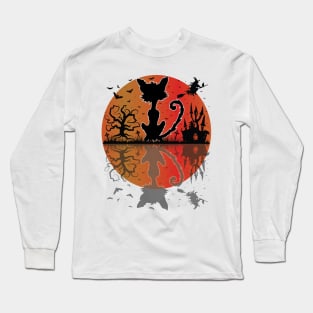 Scary cat reflection Long Sleeve T-Shirt